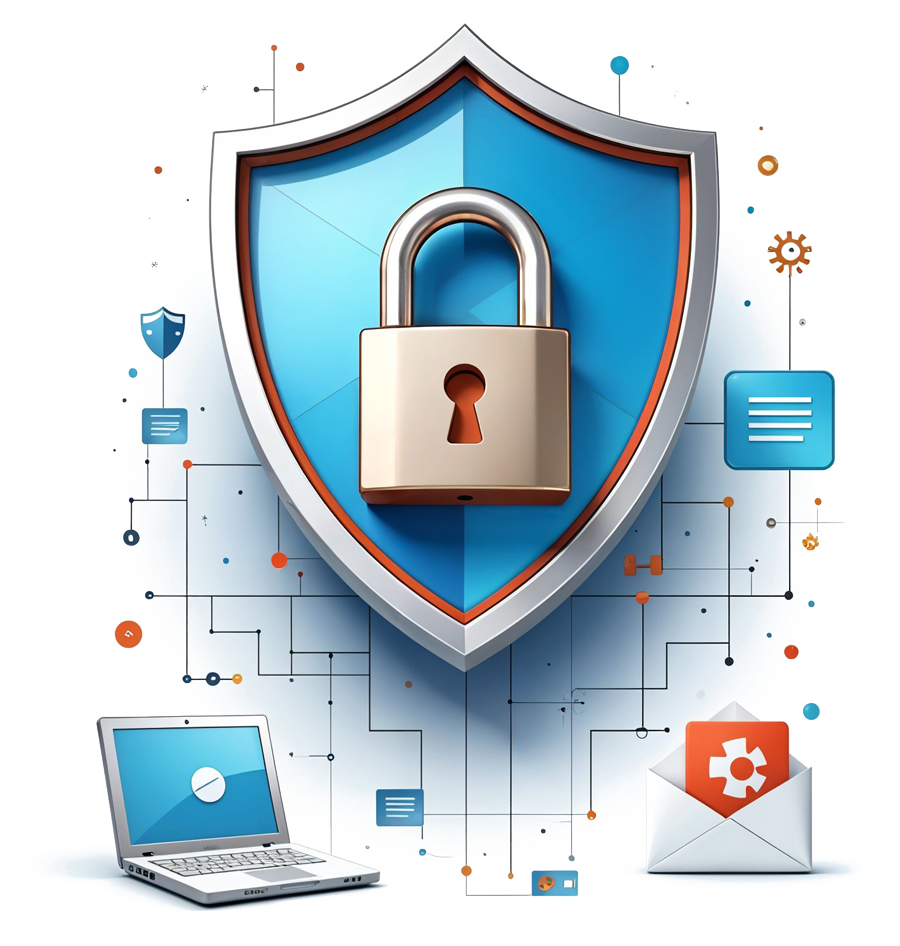 freepik a blue shield with a padlock in front of a laptop 93622